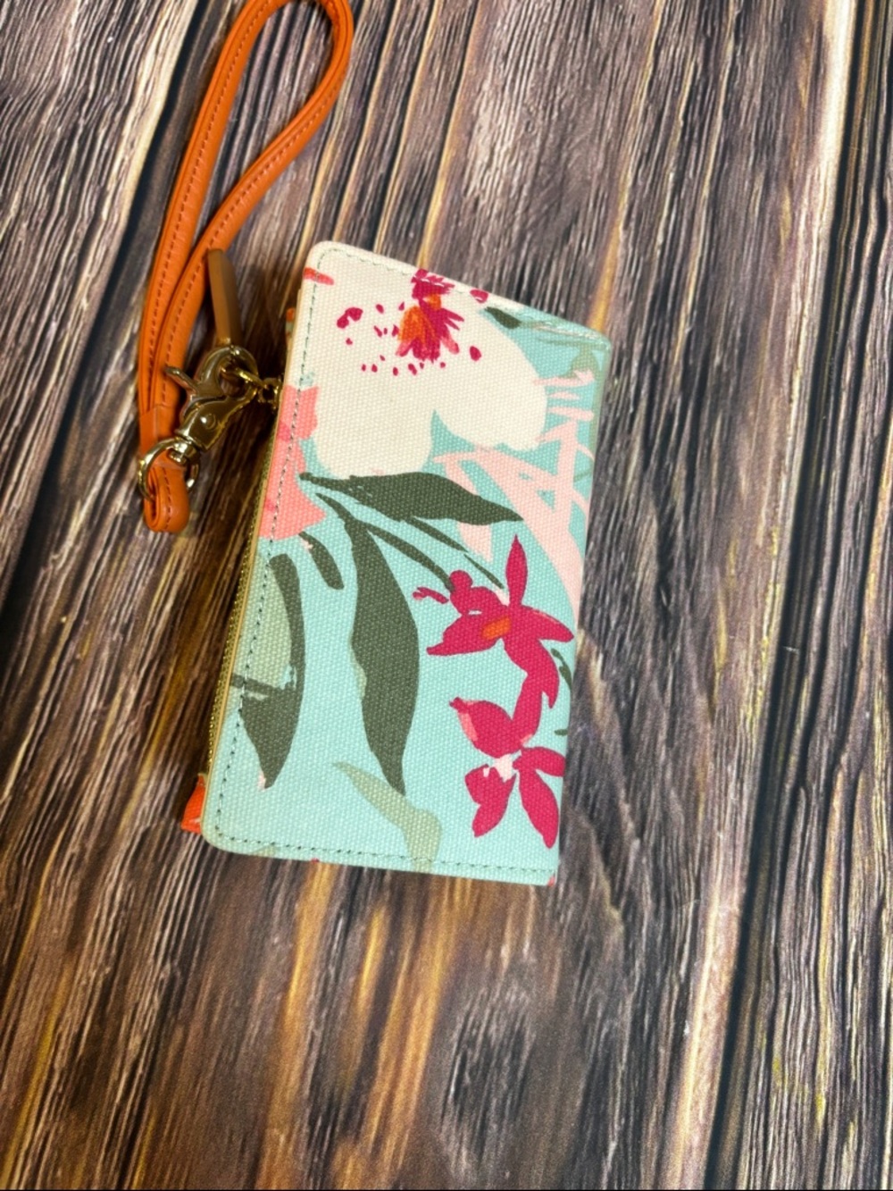 Spartina 449 Cream Wallet with Orange Wristlet (S0001) - Picture 3 of 3